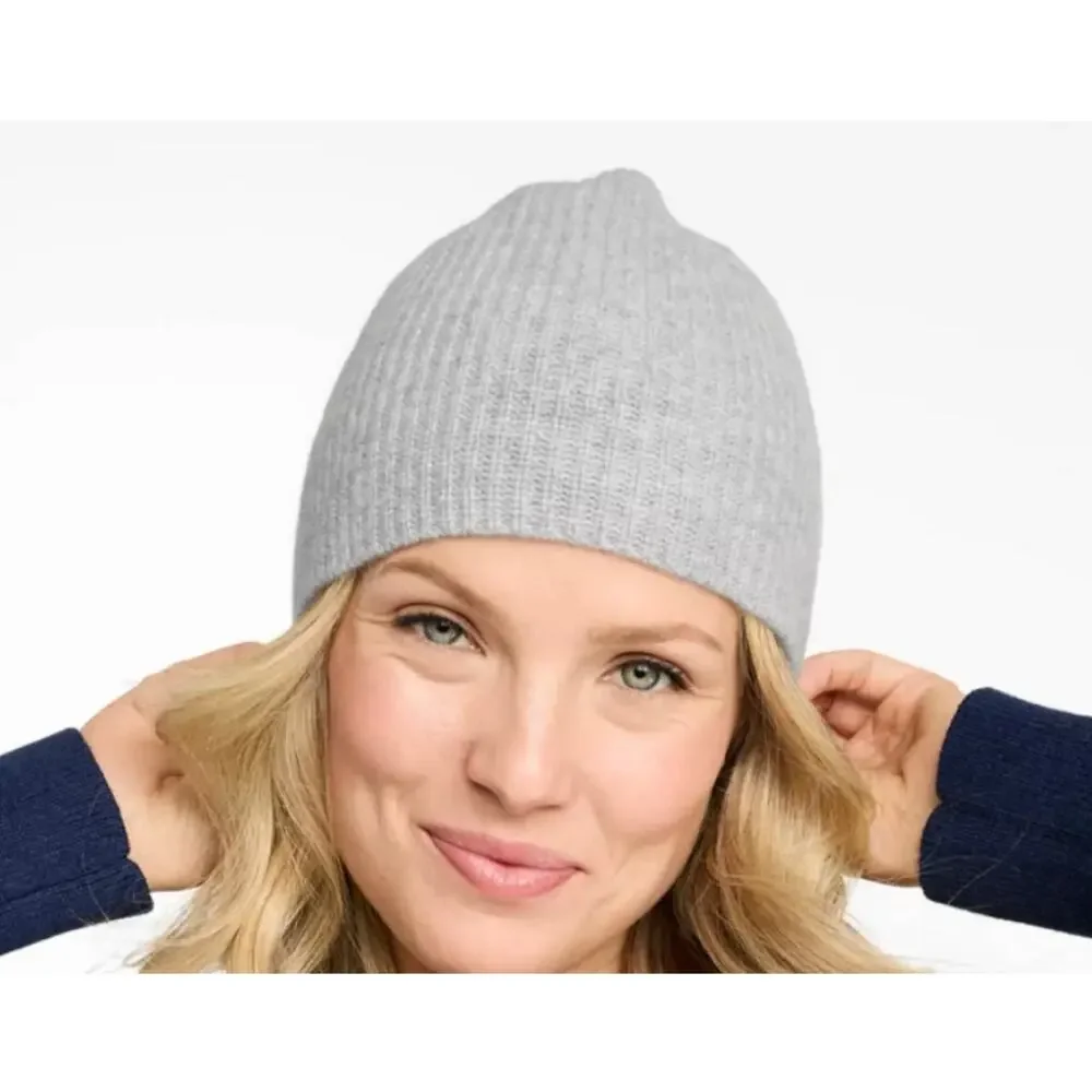 L.L. Bean Classic Cashmere Beanie Hat | OS  Lt Grey Heather NWT